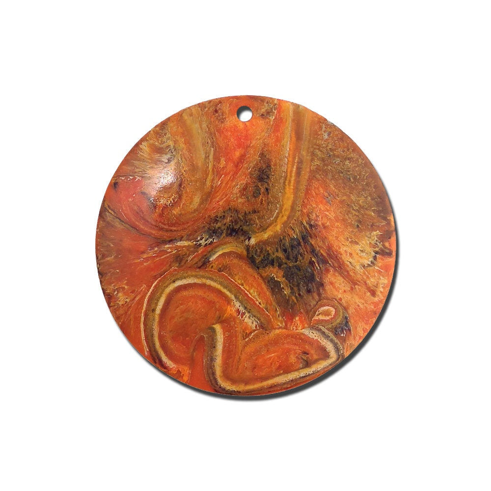 Vintage Orange Marbled Plastic Pendants 40mm pnd116F