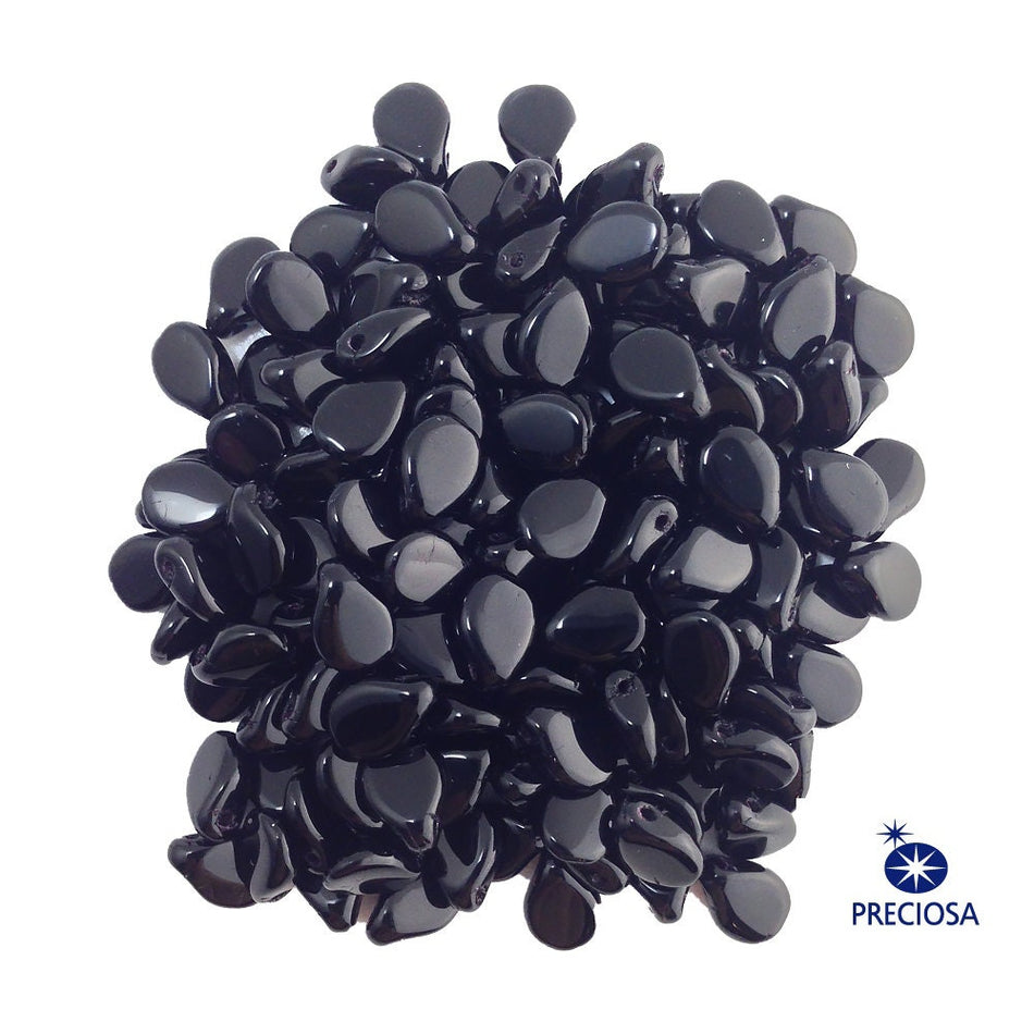 7x5mm Jet Preciosa Czech Pip Glass Beads (50)