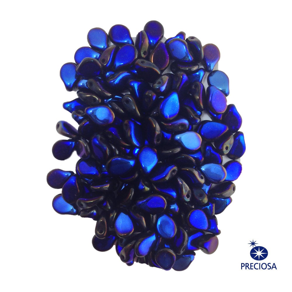 7x5mm Iris Blue Preciosa Czech Pip Glass Beads (50)