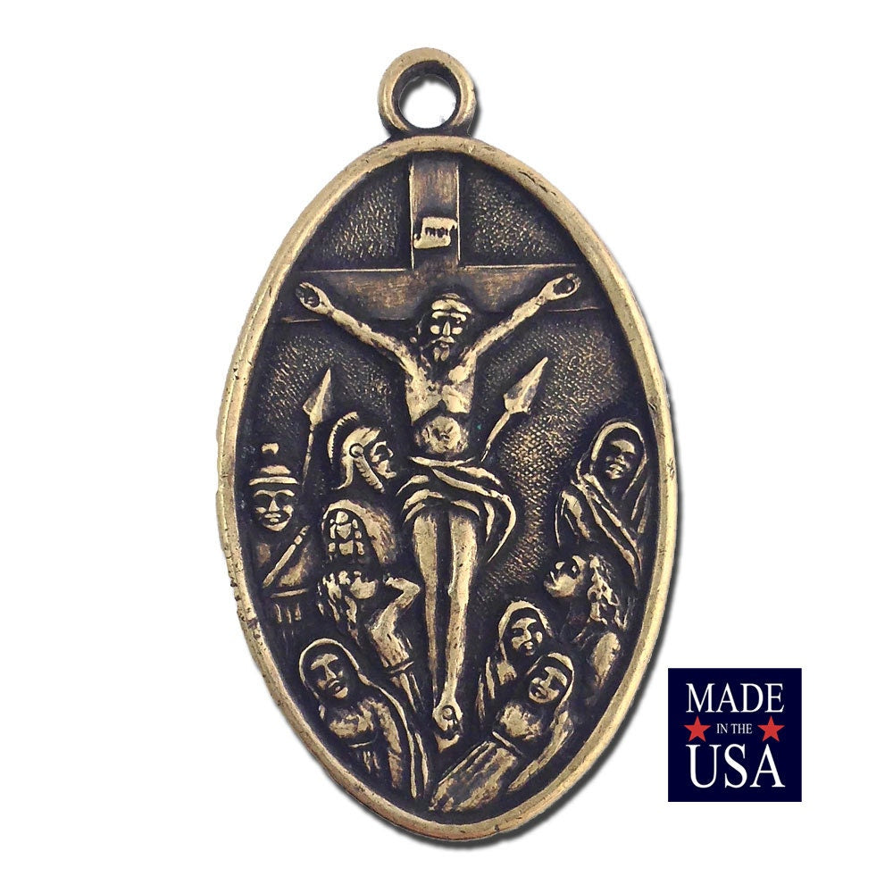 Brass Ox Jesus on the Cross Solid Brass Pendant with Loop (1) pnd164A