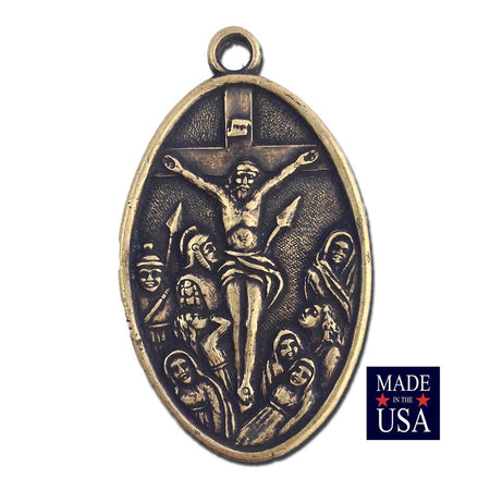 Brass Ox Jesus on the Cross Solid Brass Pendant with Loop (1) pnd164A