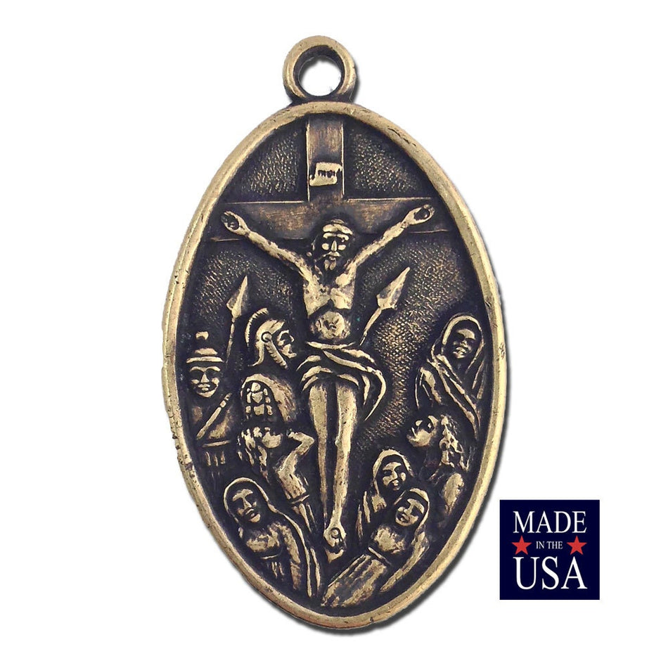 Brass Ox Jesus on the Cross Solid Brass Pendant with Loop (1) pnd164A