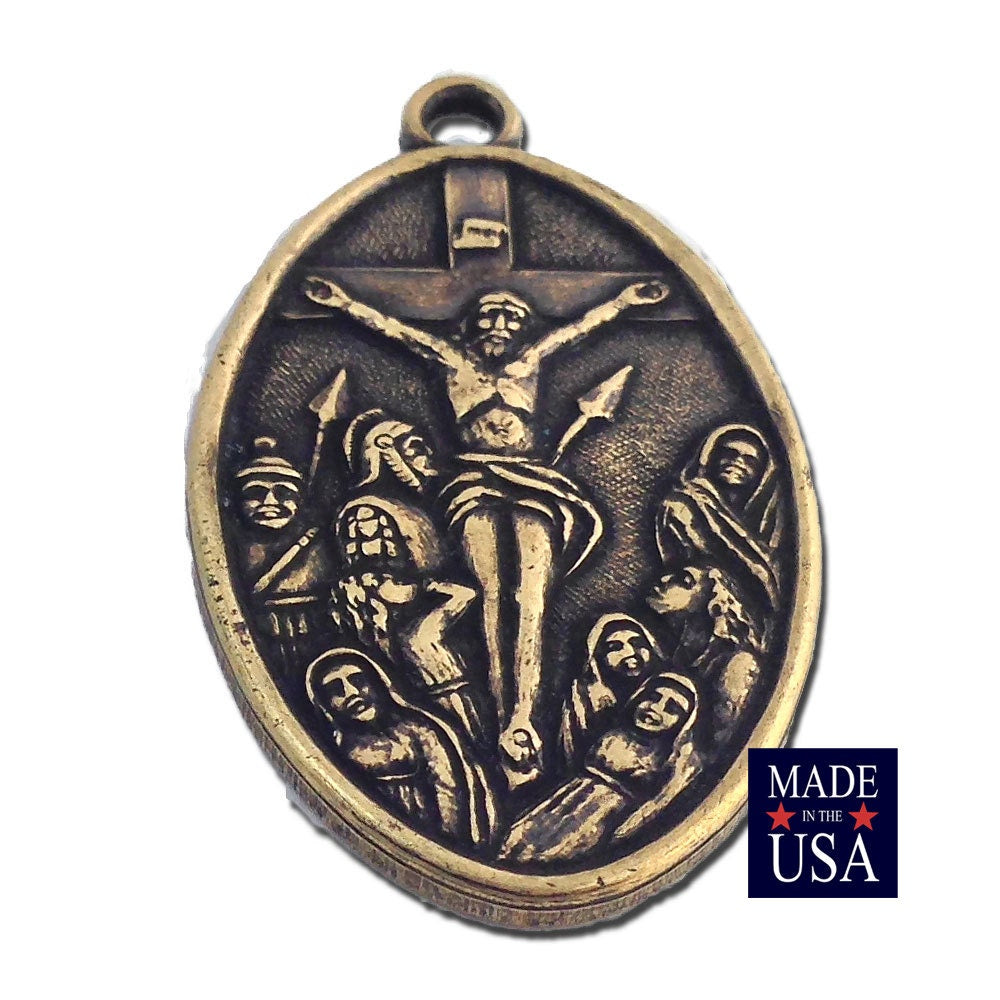 Brass Ox Jesus on the Cross Solid Brass Pendant with Loop (1) pnd164A