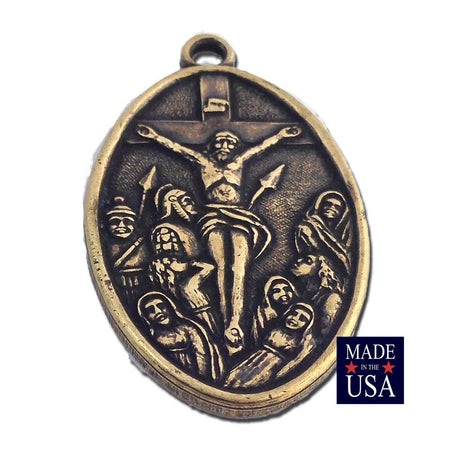 Brass Ox Jesus on the Cross Solid Brass Pendant with Loop (1) pnd164A