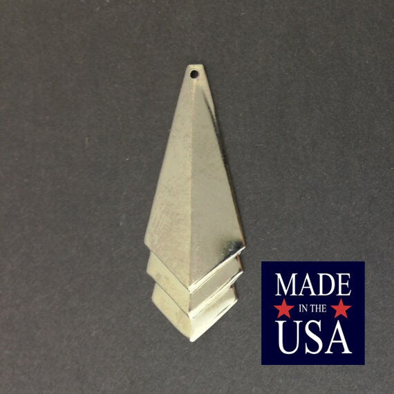 Silver Plated Layered Triangle Pendant Charm Drop LG 45x17mm (4) mtl065L
