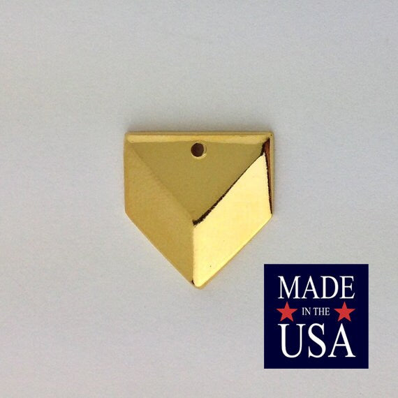1 Hole Gold Plated Geometric Triangle Charms Drops 18x18mm (6) mtl076G