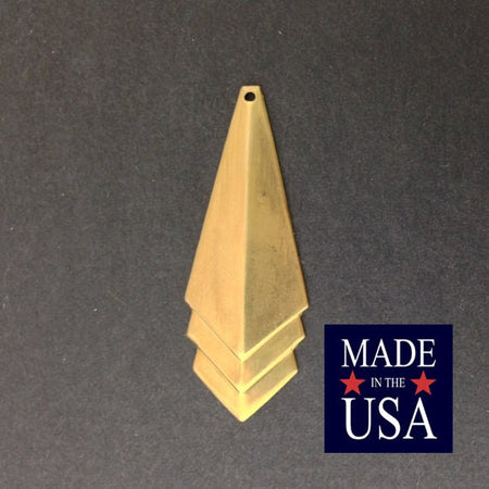 Raw Brass Layered Triangle Pendant Drop 45x17mm (4) mtl065H
