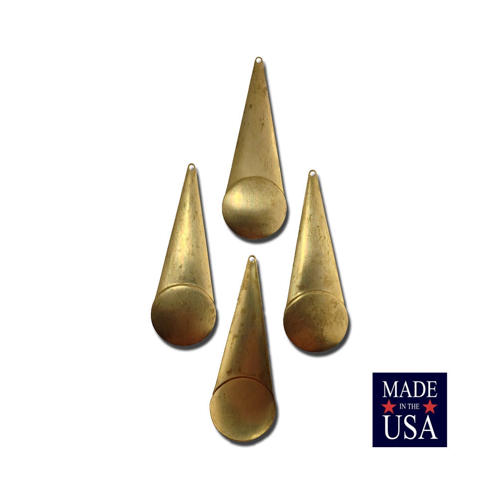 Long Raw Brass Geometric Circle Pendant Drop 52x19mm (4) mtl065B