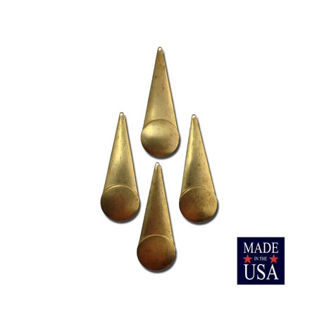 Long Raw Brass Geometric Circle Pendant Drop 52x19mm (4) mtl065B