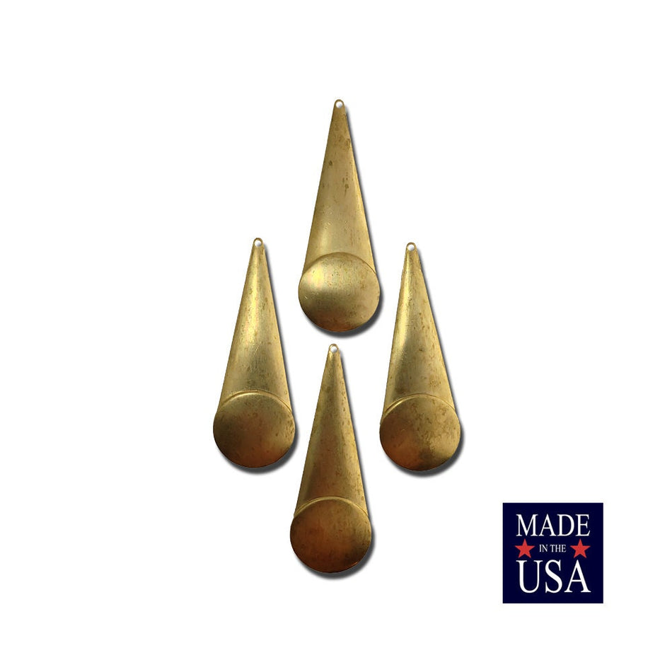 Long Raw Brass Geometric Circle Pendant Drop 52x19mm (4) mtl065B
