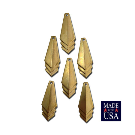 Raw Brass Layered Triangle Pendant Charm Drop 24x10mm (6) mtl065J