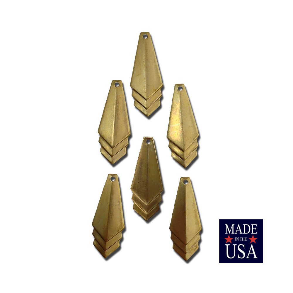 Raw Brass Layered Triangle Pendant Charm Drop 24x10mm (6) mtl065J
