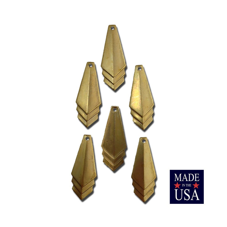 Raw Brass Layered Triangle Pendant Charm Drop 24x10mm (6) mtl065J