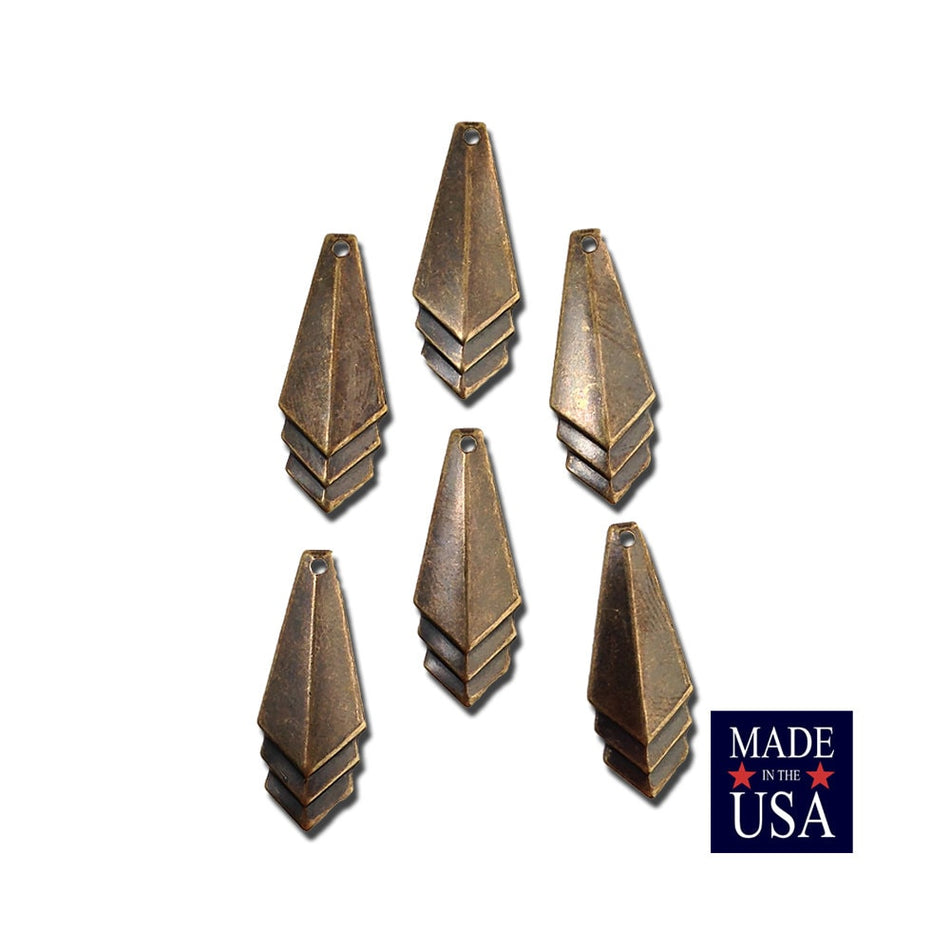 Brass Ox Layered Triangle Pendant Charm Drop SM (6) mtl065M
