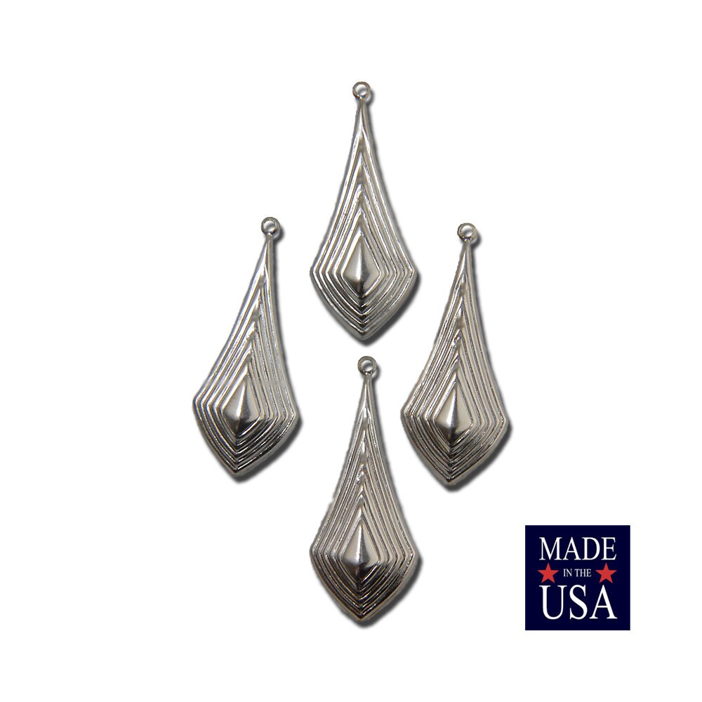Silver Plated Raised Ribbed Pointed Pendant Drop (4) mtl065P