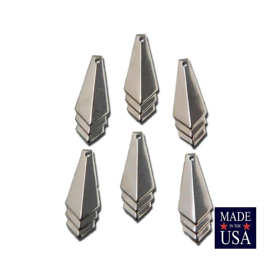 Silver Plated Layered Triangle Pendant Charm Drop SM (6) mtl065K