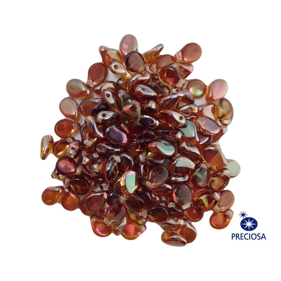 7x5mm Crystal Amber Preciosa Czech Pip Glass Beads (50)