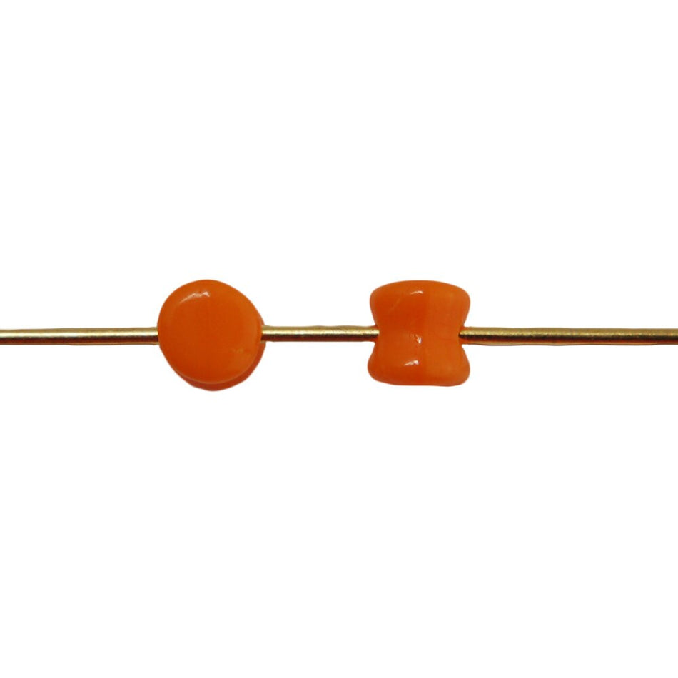 6x4mm Orange Preciosa Czech Pellet Glass Beads (50)