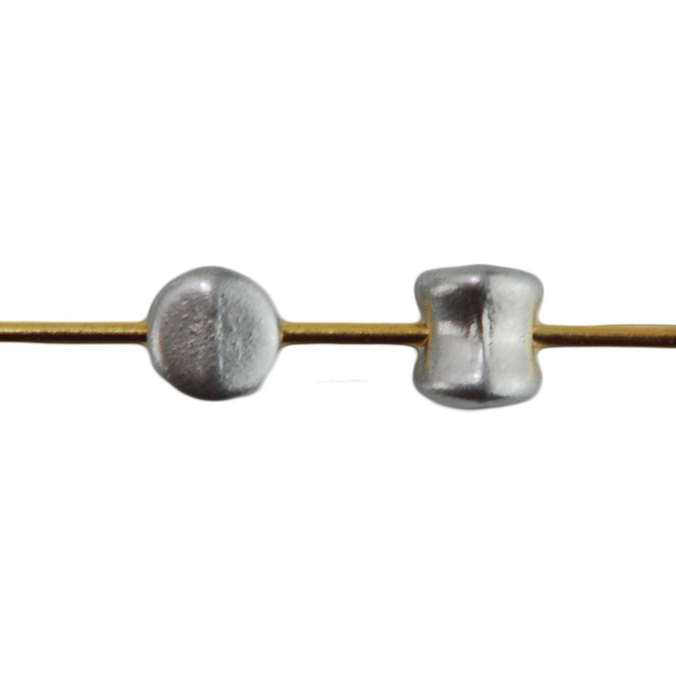 6x4mm Matte Silver Preciosa Czech Pellet Glass Beads (50)