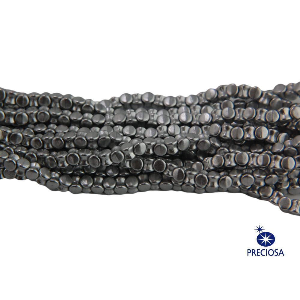 6x4mm Matte Silver Preciosa Czech Pellet Glass Beads (50)