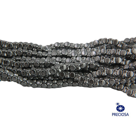 6x4mm Matte Silver Preciosa Czech Pellet Glass Beads (50)