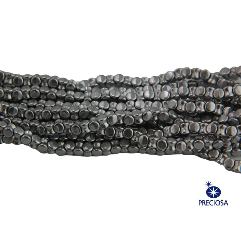 6x4mm Matte Silver Preciosa Czech Pellet Glass Beads (50)