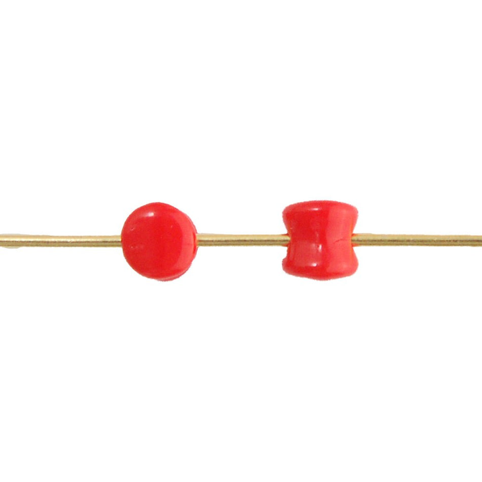 6x4mm Red Preciosa Czech Glass Pellet Beads (50)