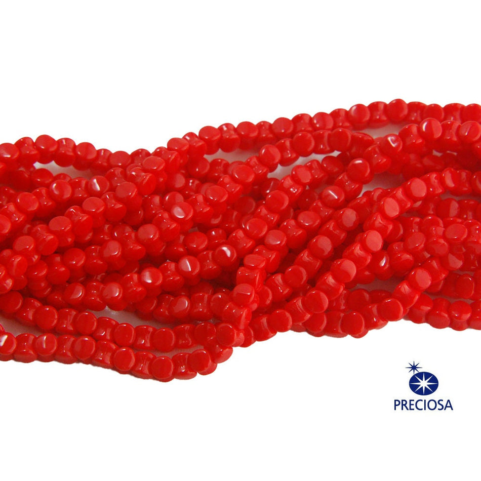 6x4mm Red Preciosa Czech Glass Pellet Beads (50)