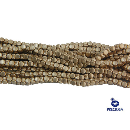 6x4mm Matte Gold Preciosa Czech Pellet Glass Beads (50)