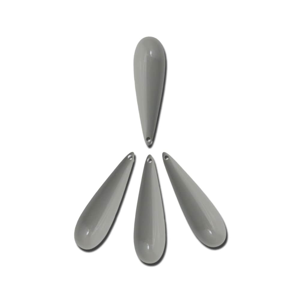 Large Acrylic Top Hole Teardrop Bead Drops Gray 40x10mm (4) bds090W