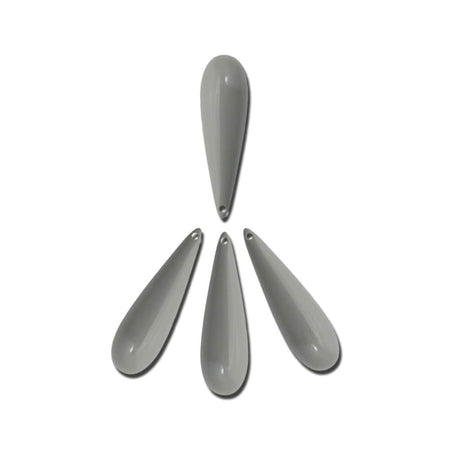 Large Acrylic Top Hole Teardrop Bead Drops Gray 40x10mm (4) bds090W