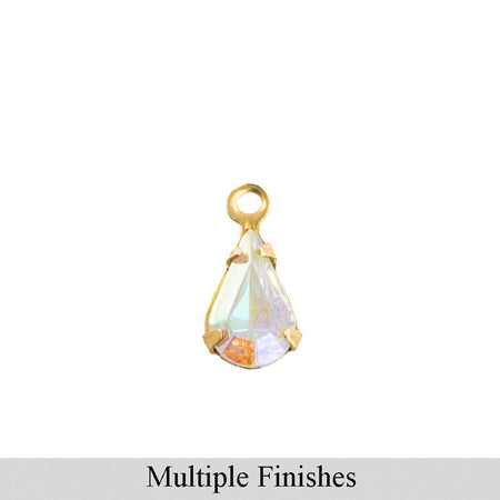 8x4mm Crystal AB Faceted Glass Teardrop Stone in 1 Loop Setting