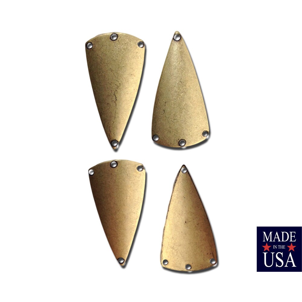 4 Hole Brass Ox Dapped Triangle Connector Pendants (4) mtl363C