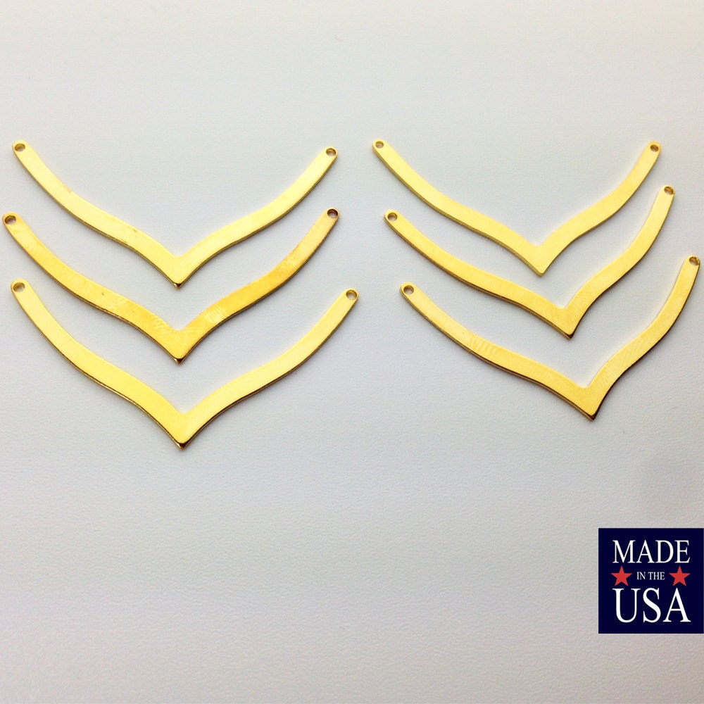 2 Hole Gold Plated V Connector Pendants Type A (6) mtl045J