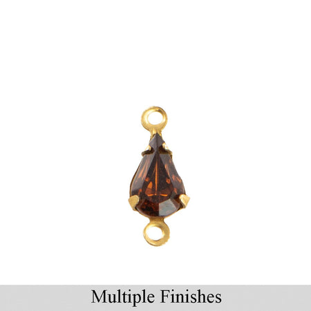 8x4mm Smoky Topaz Faceted Glass Teardrop Stone in 2 Loop Setting