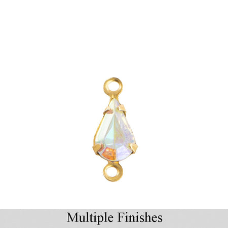 8x4mm Crystal AB Faceted Glass Teardrop Stone in 2 Loop Setting