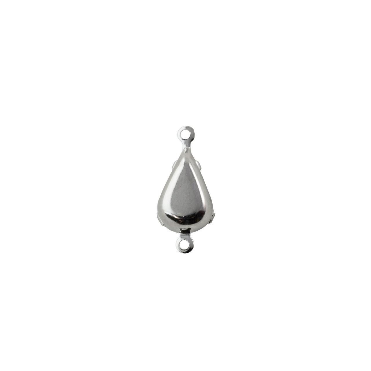 8x4mm Crystal AB Faceted Glass Teardrop Stone in 2 Loop Setting