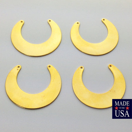 2 Hole Gold Plated Crescent Open Circle Pendant Drop (4) mtl318C