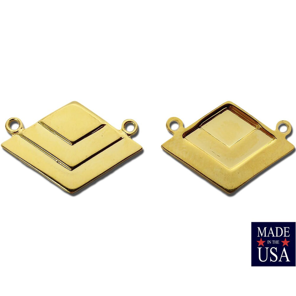2 Loop Gold Deco Layered V Connector Pendants  (2) mtl407G