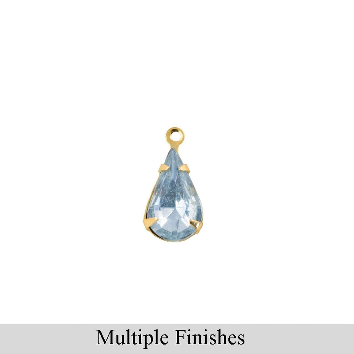 8x4mm Light Sapphire Faceted Glass Teardrop Stone in 1 Loop Setting