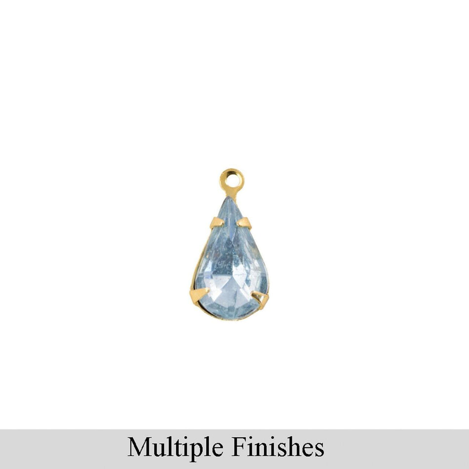 8x4mm Light Sapphire Faceted Glass Teardrop Stone in 1 Loop Setting