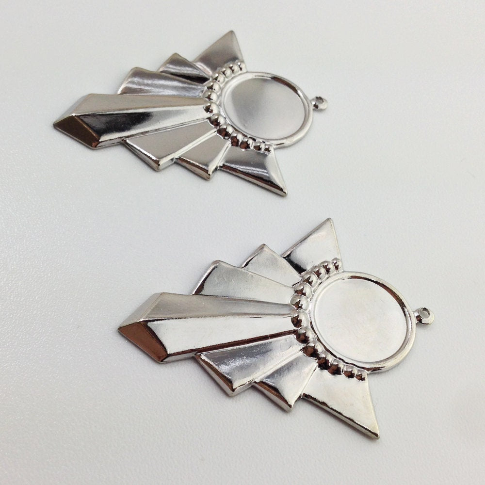 1 Loop Silver Plated Swag Pendant with 13mm Setting (4) pnd022H