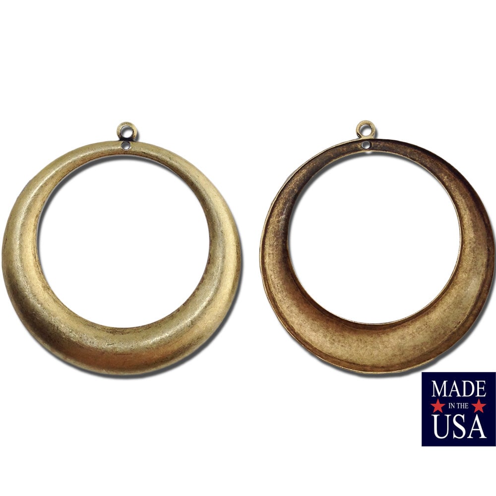 2 Hole Brass Ox Large Hoop Pendant Drop (4) mtl414C