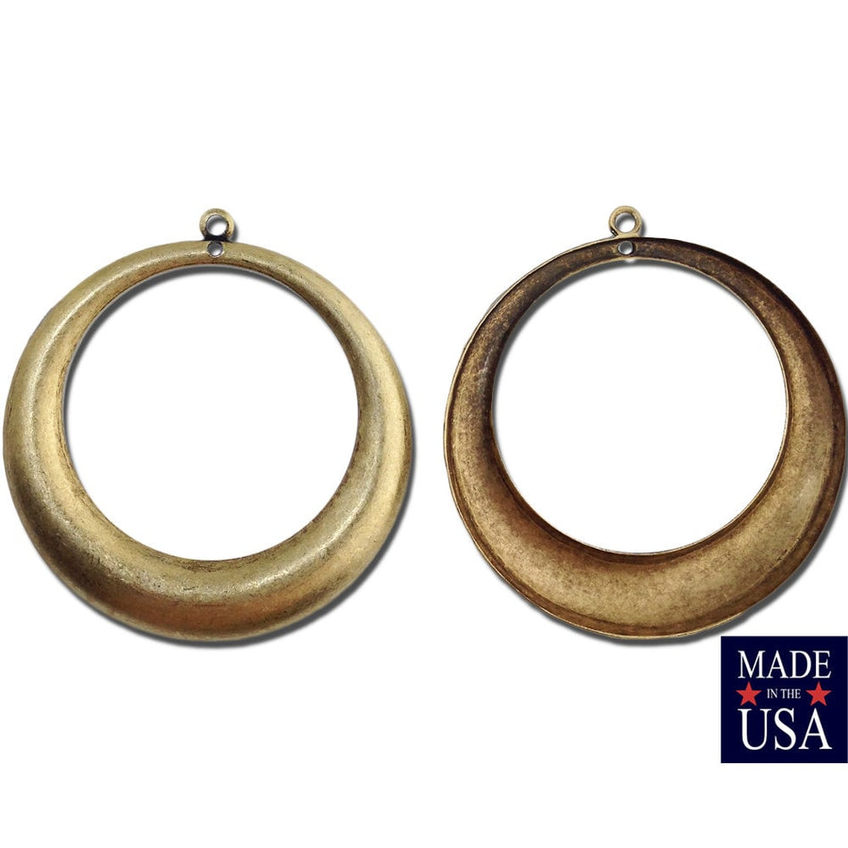 2 Hole Brass Ox Large Hoop Pendant Drop (4) mtl414C