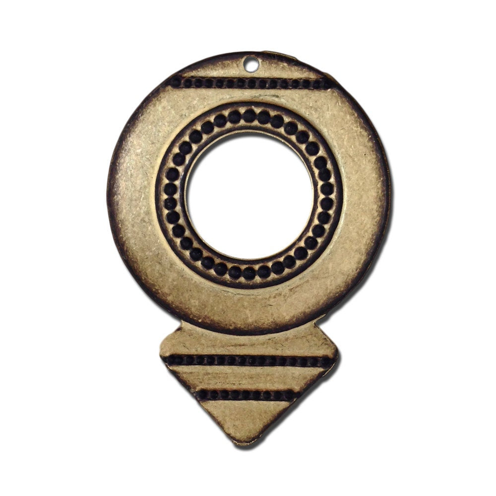 1 Hole Brass Ox Pointed Hoop Tribal Pendant (6) mtl427C