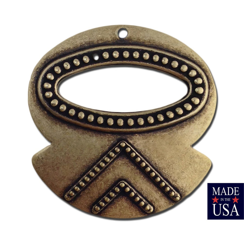 1 Hole Brass Ox Rounded Hoop Tribal Pendant 31x30mm (6) mtl427D