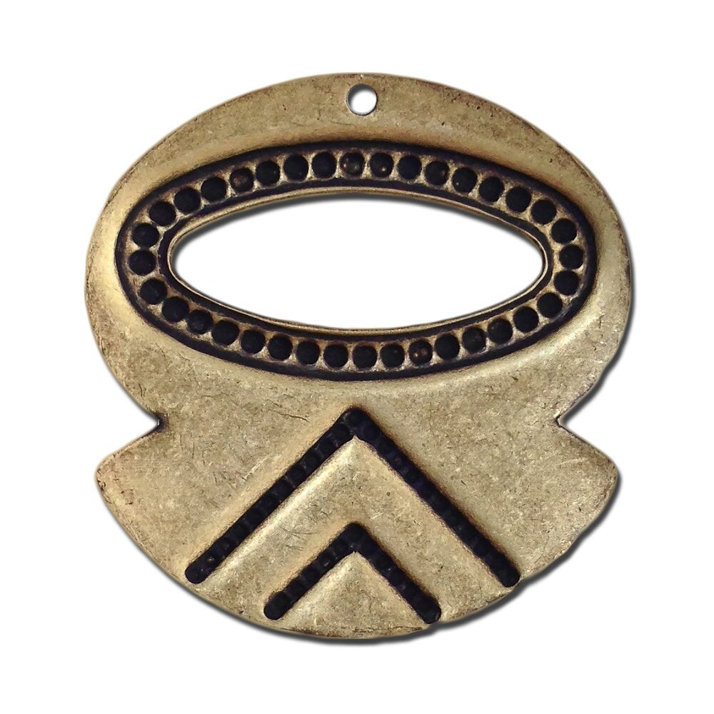1 Hole Brass Ox Rounded Hoop Tribal Pendant 31x30mm (6) mtl427D