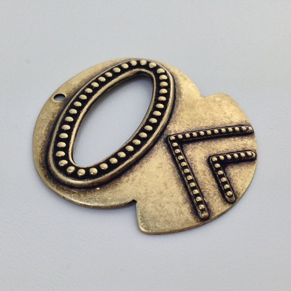 1 Hole Brass Ox Rounded Hoop Tribal Pendant 31x30mm (6) mtl427D