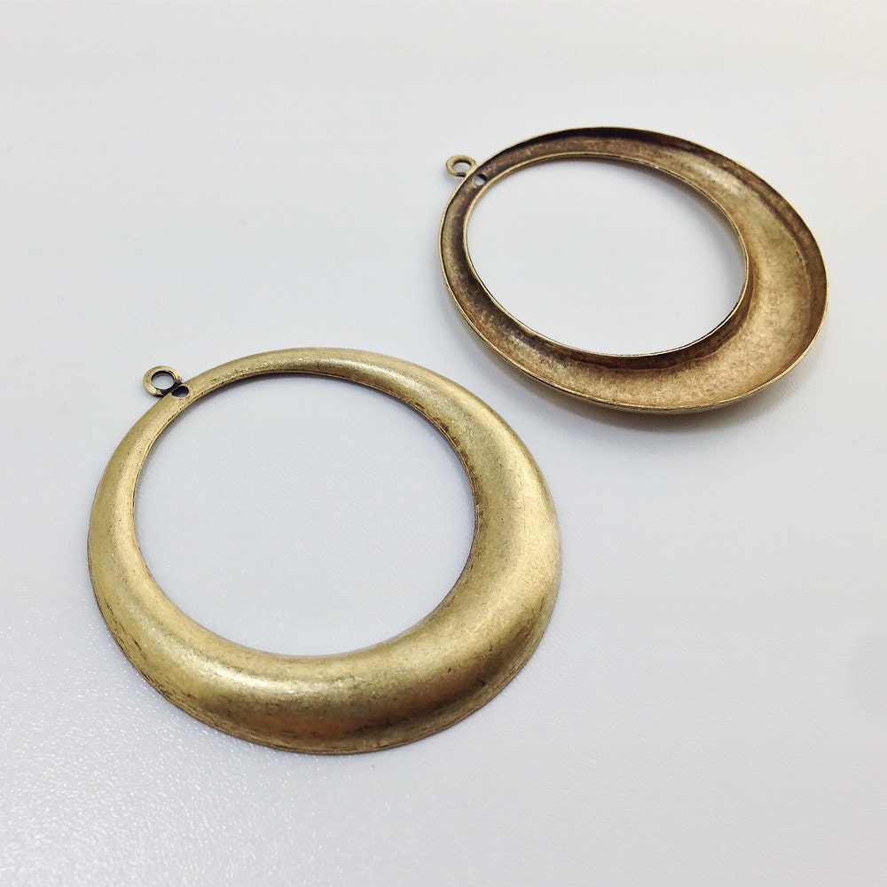 2 Hole Brass Ox Large Hoop Pendant Drop (4) mtl414C