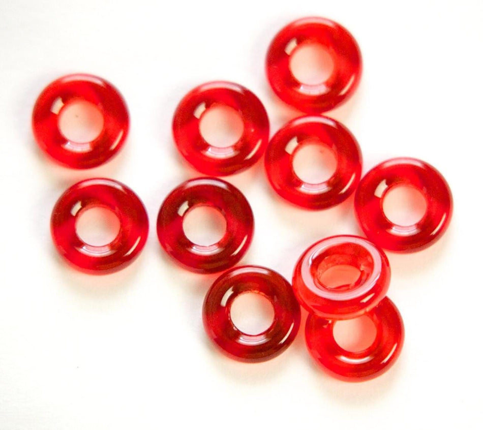 9mm Ruby Czech Pressed Glass Rings (20)